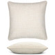 Scala Crema Elaine Smith outdoor pillow, 22" square — front view with side-view inset