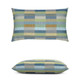 Mosaic Lagoon Lumbar Elaine Smith outdoor pillow, 12" x 20" | front view with side-view inset