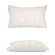 Weave Bisque Lumbar Elaine Smith outdoor pillow, 12" x 20" | front view with side-view inset