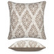 Forma Travertine Elaine Smith outdoor pillow, 22" square | front view with side-view inset