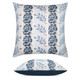 Revival Lapis Elaine Smith outdoor pillow, 22" square | front view with side-view inset