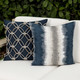Denim Pillow Package styled on a neutral outdoor sofa | Resilience Indigo and Indigo Rope