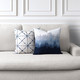 Indigo Pillow Package styled on a neutral indoor sofa | Artful Midnight and Trilogy Indigo
