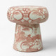 Coral Red Silla Flower Cloud porcelain garden stool on a white background