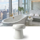 white Garden stool used in marble bathroom alongside the bathtub