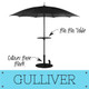 Gulliver Umbrella paired with a Bla Bla Table in Black