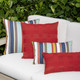 Sicily stripe pillow set with basketweave rouge pillows