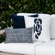 Thumbprint Indigo Lumbar Pillow on outdoor sofa