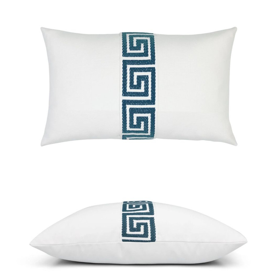 voyager lagoon lumbar pillow top view with inset image of side profile