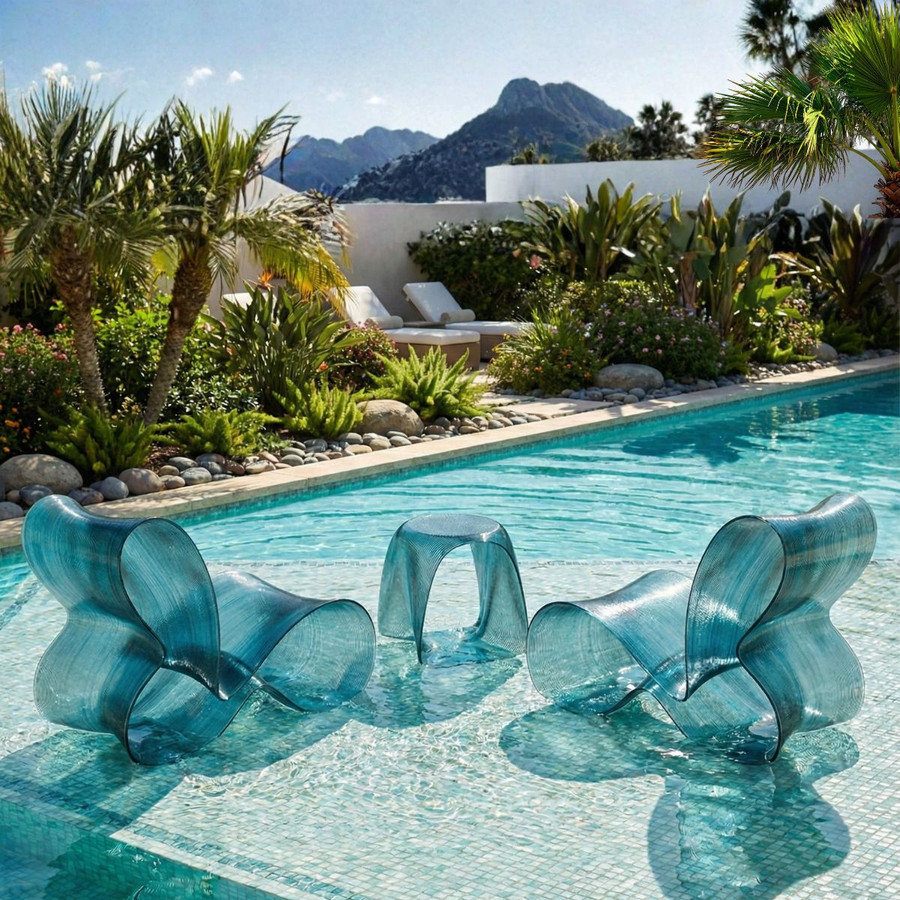 Crystal Topaz Chairs and Table