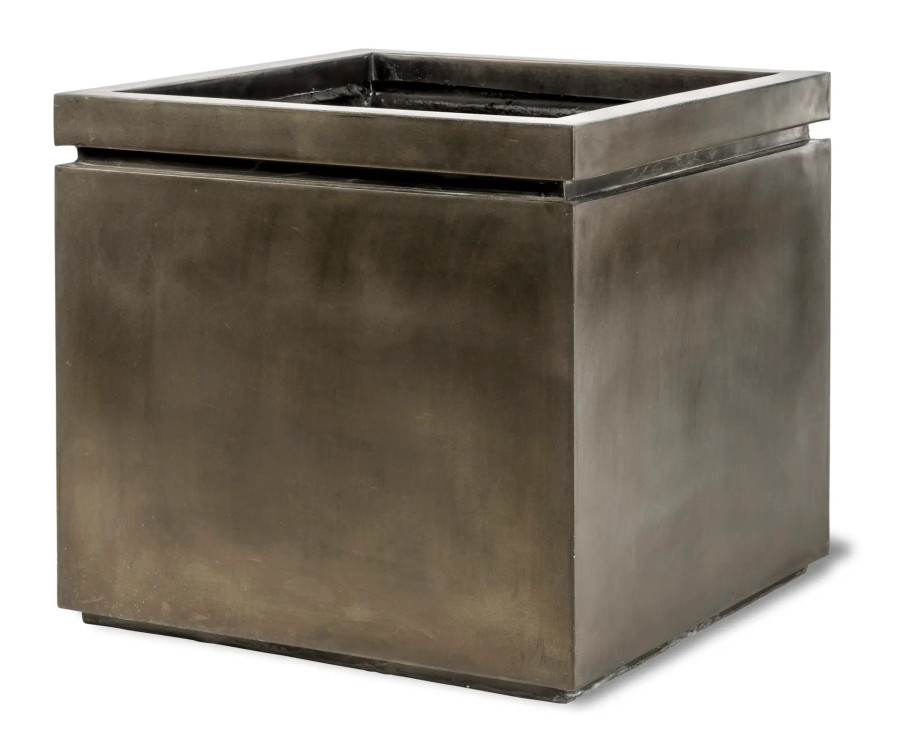 Capital Garden Pall Mall fiberglass square planter in Antique Brass