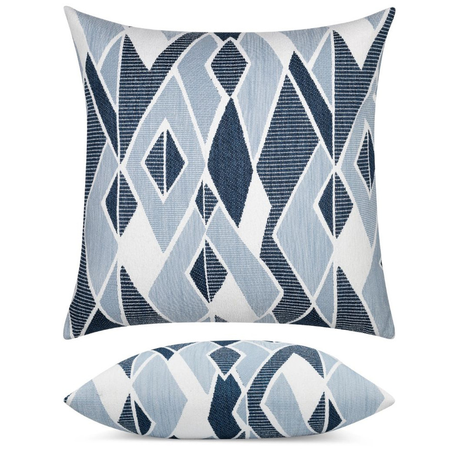Facet Lapis Pillow Top View and side inset of side view pillow