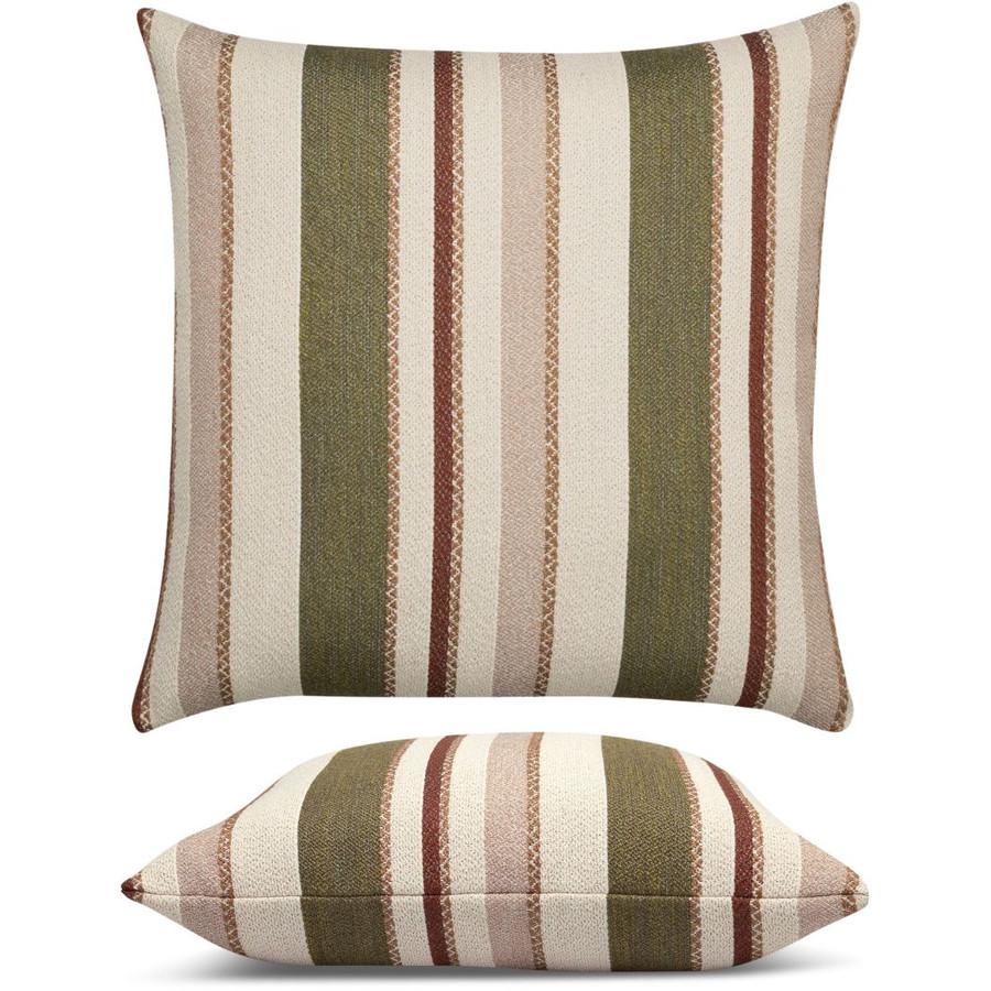 Ridgeway Elaine Smith outdoor pillow, 22" square — front view with side-view inset