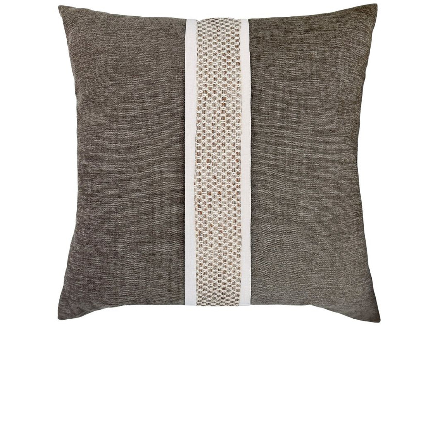 Inlay Quarry Elaine Smith outdoor pillow, 22" square — front view with side-view inset