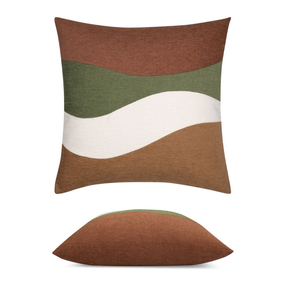 Contour Earth Elaine Smith outdoor pillow, 20" square | front view with side-view inset
