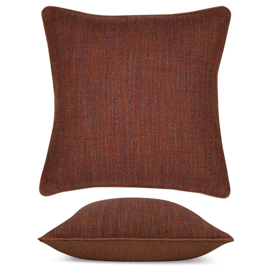Ember Weave Elaine Smith outdoor pillow, 22" square | front view with side-view inset