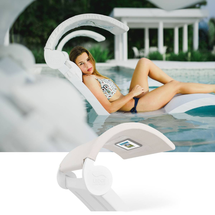 Signature Chaise Shade installed in pool on lounger in White