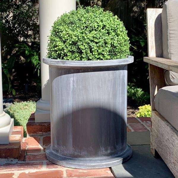 Grosvenor Round Planter with Faux Boxwood