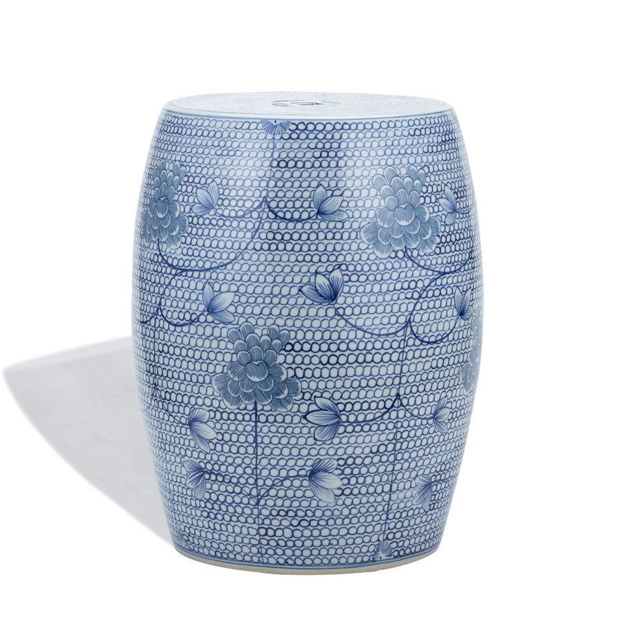 Blue Chain Porcelain Garden Stool