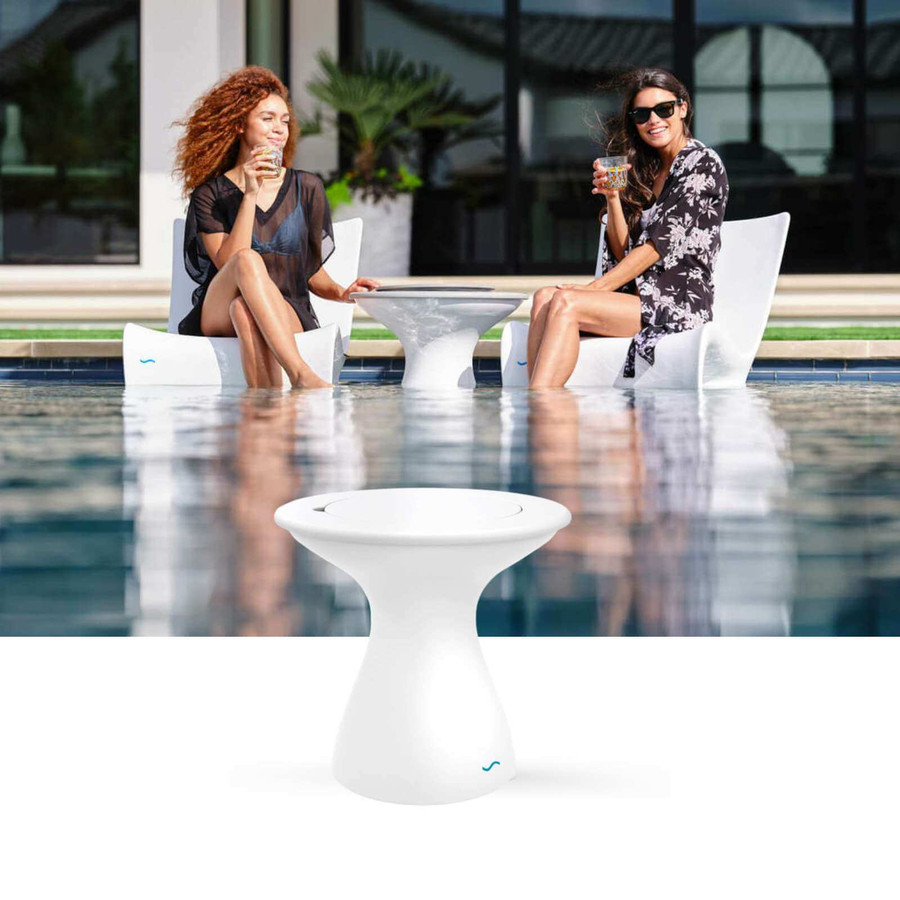 Tall ice Bin Table White with White Lid