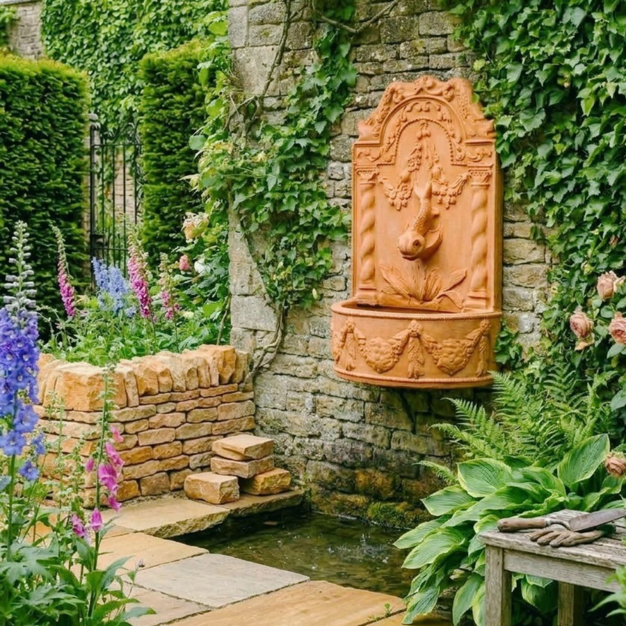 terracotta wall fountain