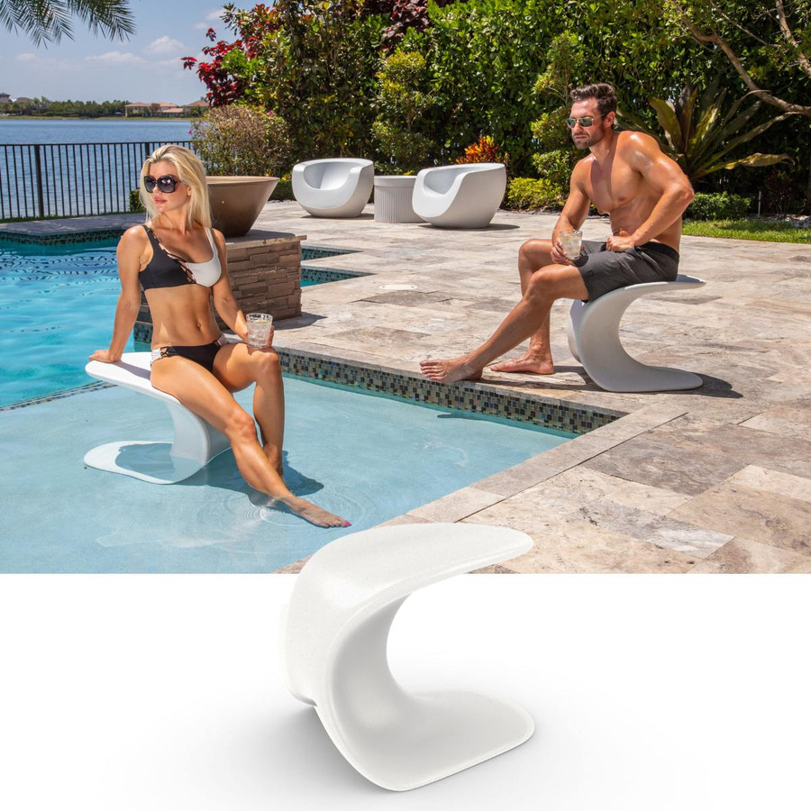 Tenjam Drift Stool in White Granite 