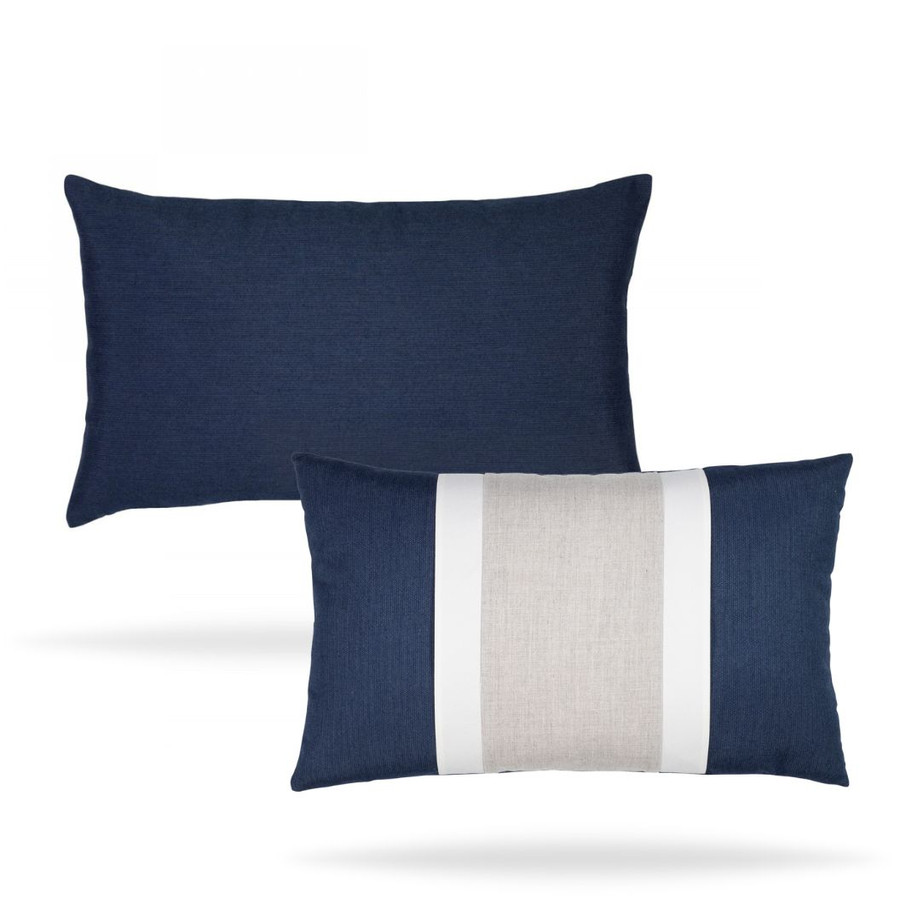 Nevis indigo Lumbar Pillow both sides