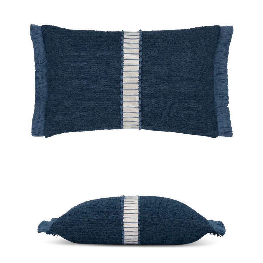 Deluxe Indigo Lumbar Pillow with inset side view of pillow