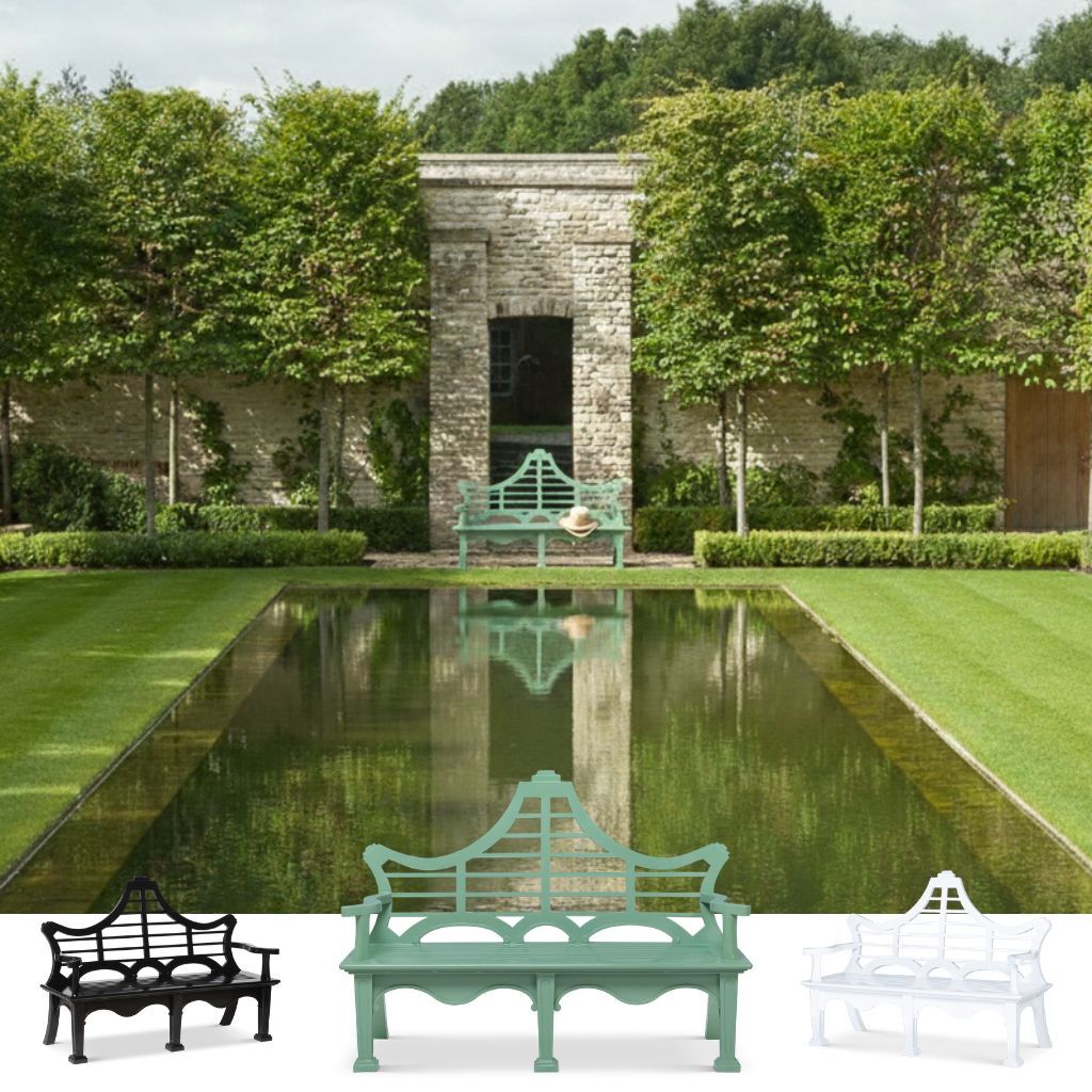 Green Newport Bench in London Garden