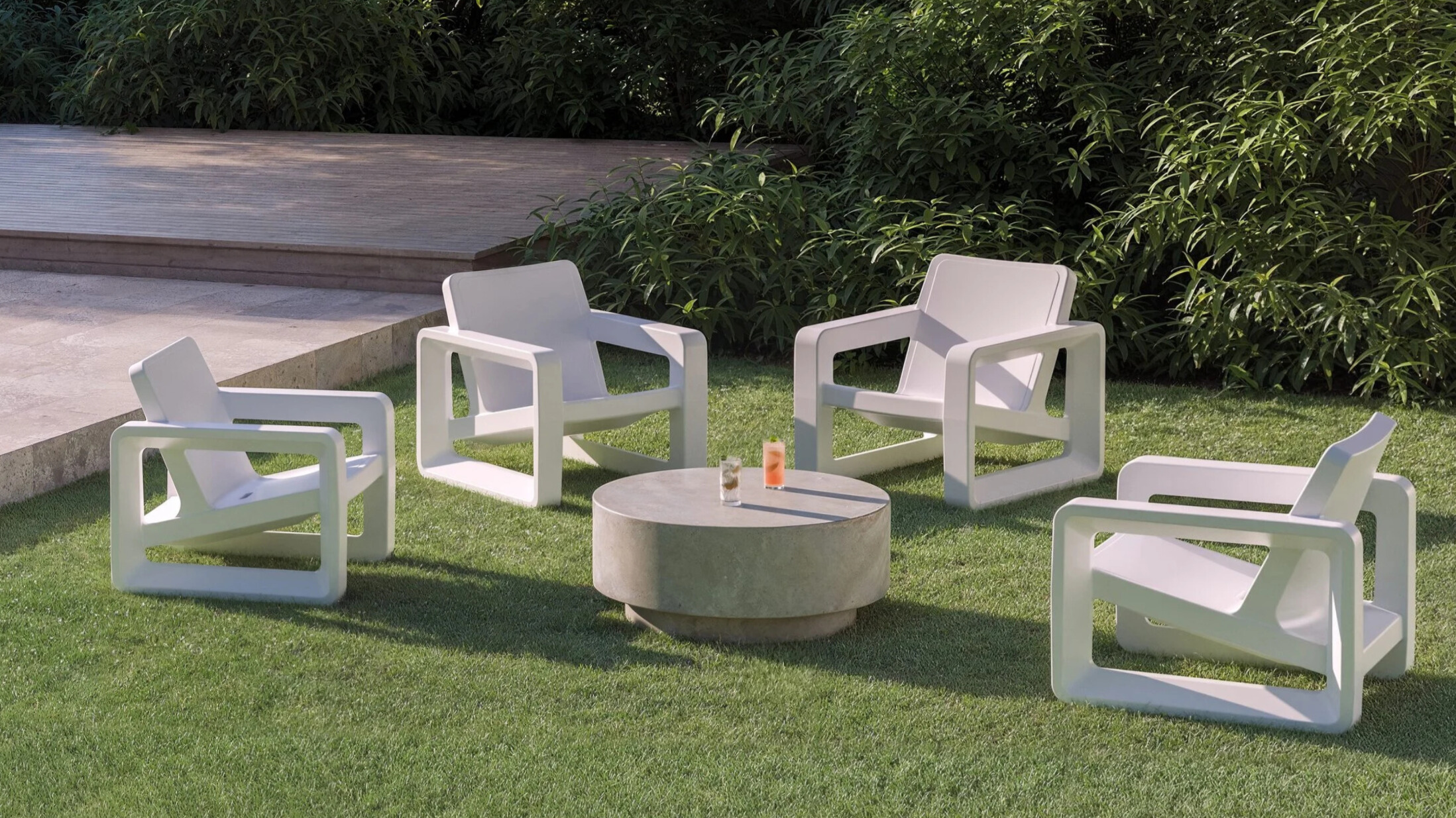 deck chairs around firepit