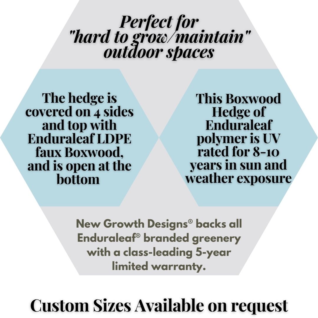 Enduraleaf artificial hedge specs warranty