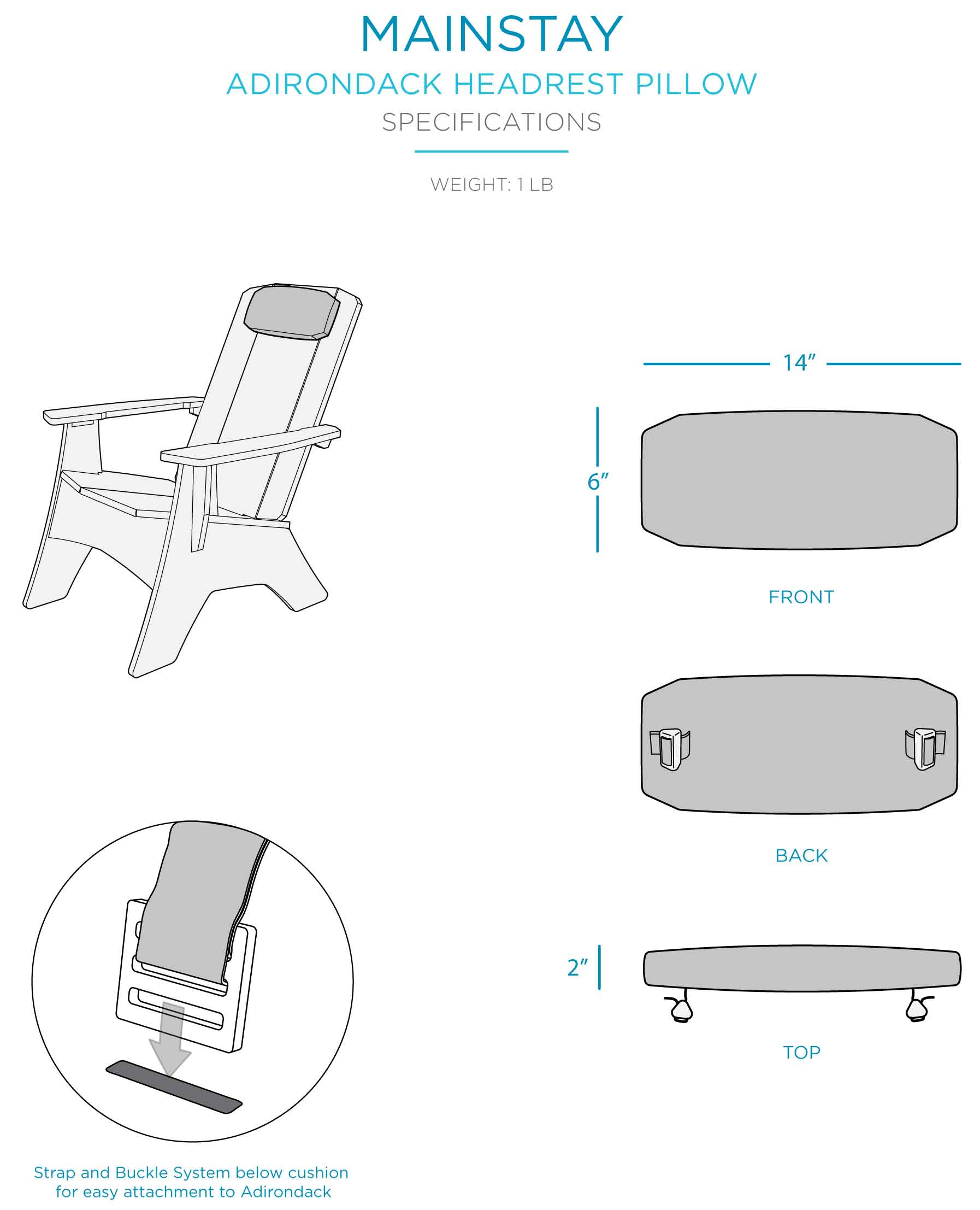 LEDGE LOUNGER Cushion & Pillow for Mainstay Adirondack Chair