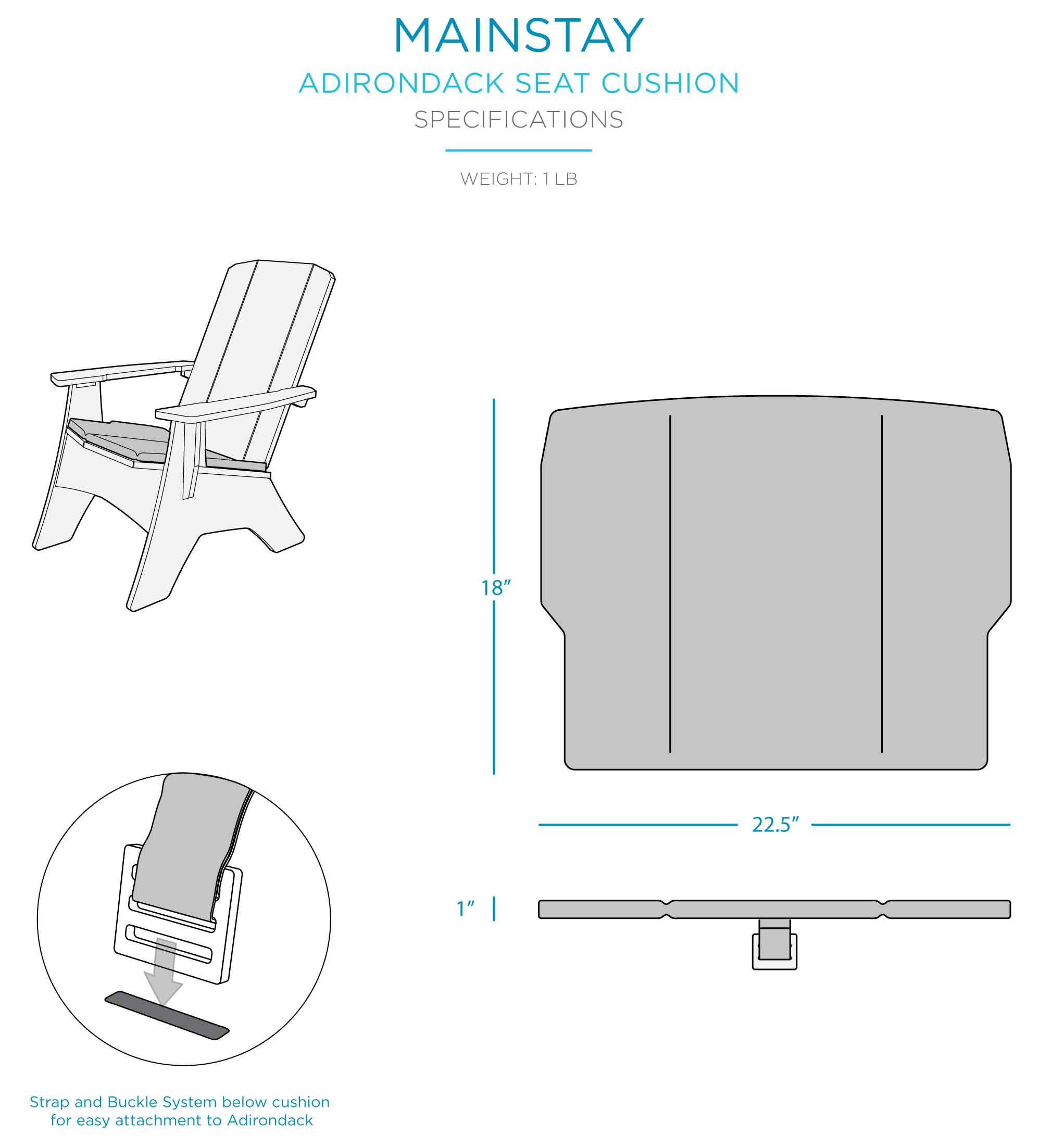 LEDGE LOUNGER Cushion & Pillow for Mainstay Adirondack Chair