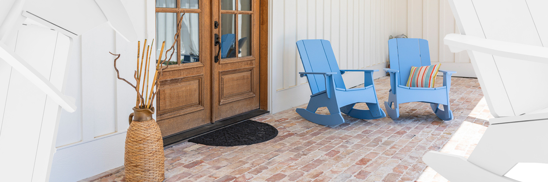 Ledge Lounger Mainstay Rockers on a front porch