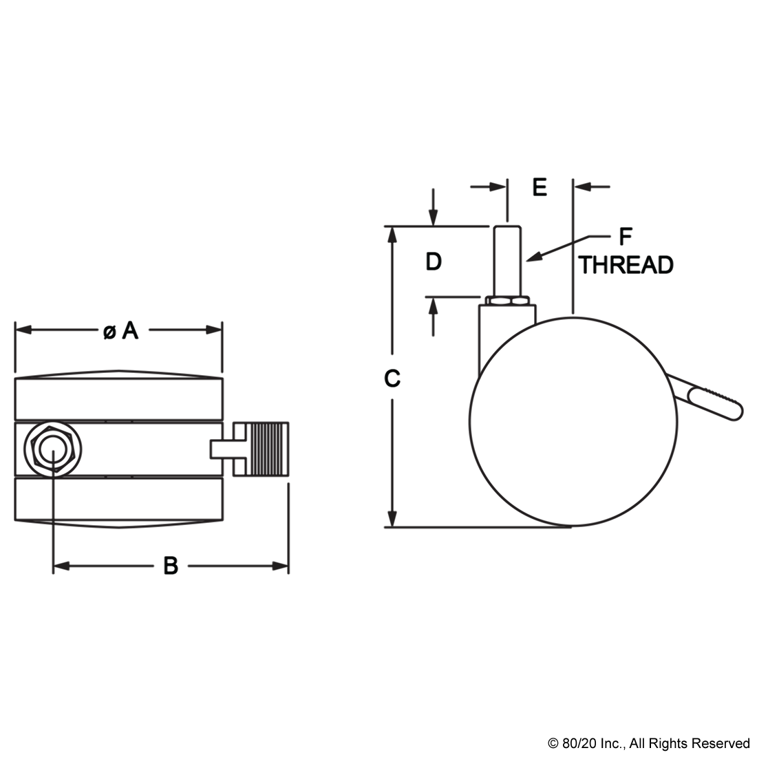 2291 | Furniture Style Caster: 3/8-16 x 1