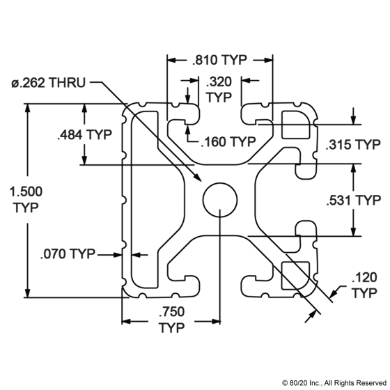 1503BlackFB T Slotted Aluminum Profiles CPI Automation