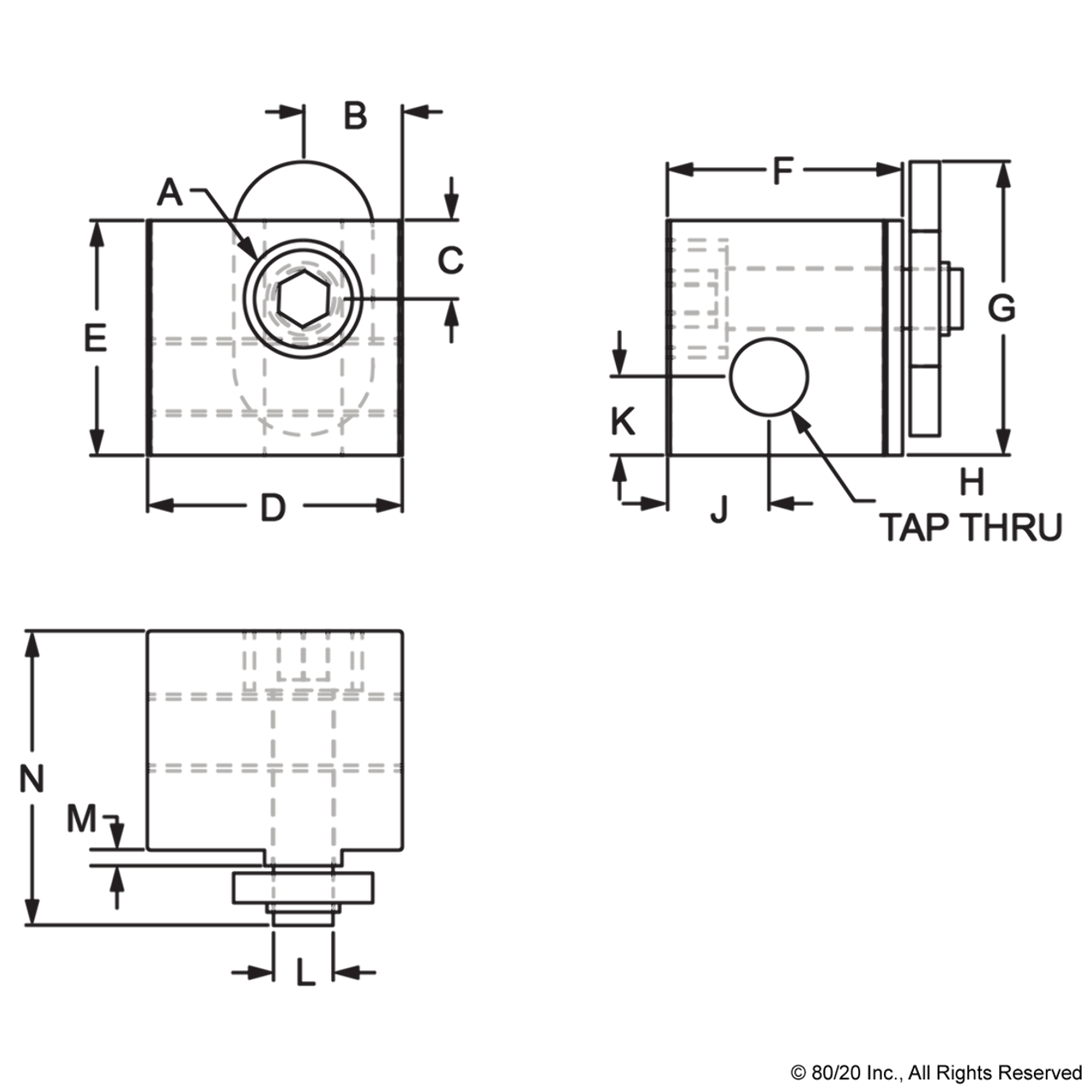 2910Black 10 Series Aluminum Panel Mount Block CPI Automation