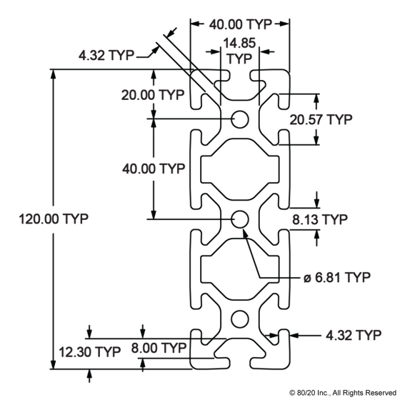 404012BlackFB T Slotted Aluminum Profiles CPI Automation
