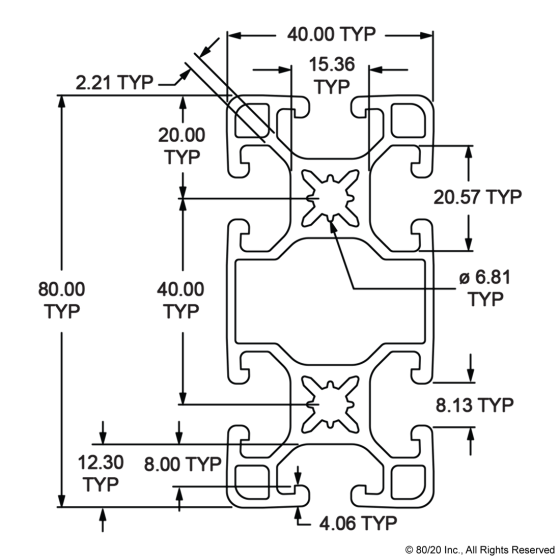 40 4080 UL T Slotted Aluminum Profiles CPI Automation 40-4080-ul-t-slotted-aluminum-profiles-cpi-automation