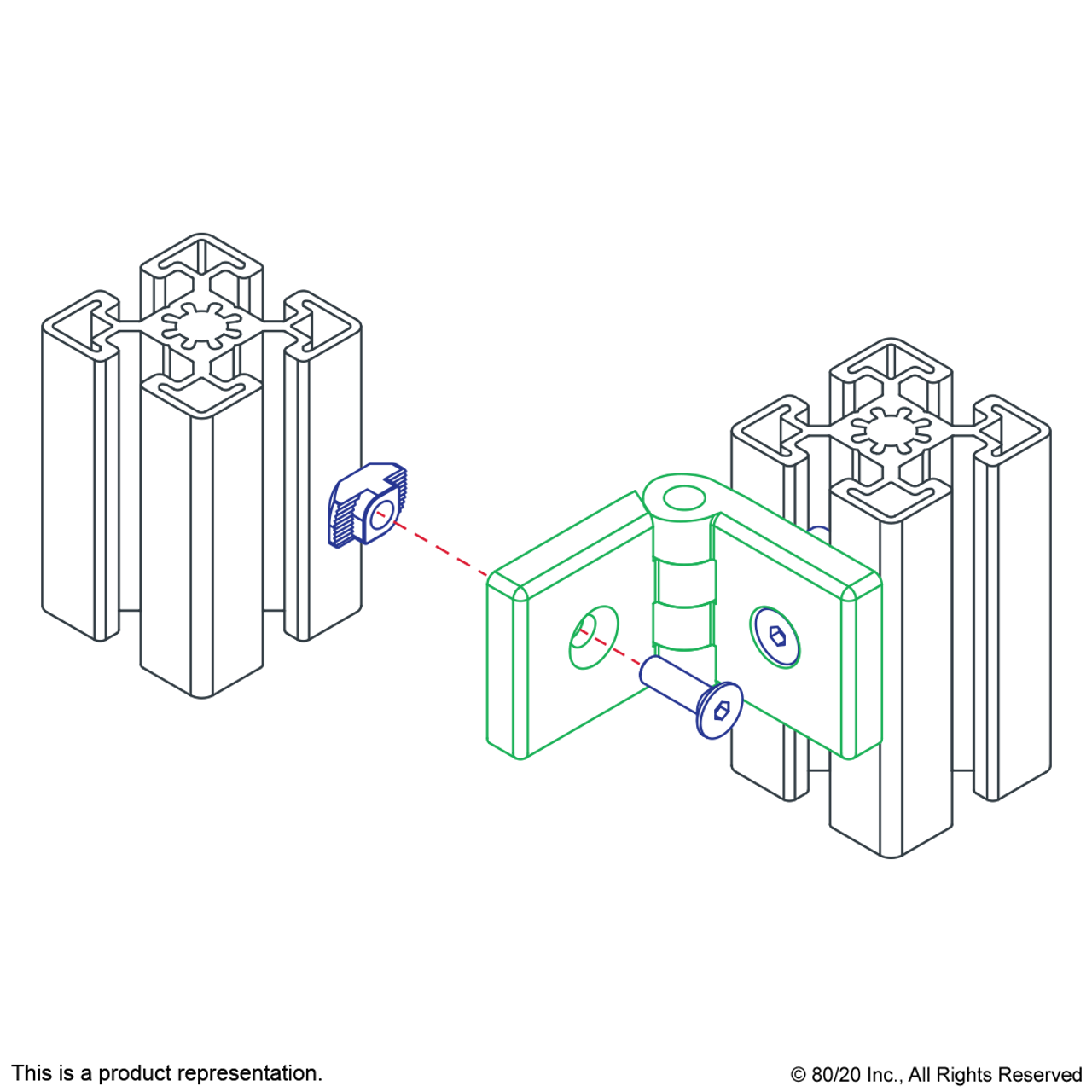 12074 20 Series 2 Hole Standard Plastic Hinge CPI Automation