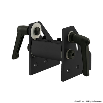 4124-Black | 10 Series 90 Degree Wide Double Pivot Bracket Assembly with "L" Handles - Image 1