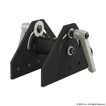 4455-Black | 15 Series 180 Degree Wide Double Pivot Bracket Assembly with "L" Handle - Image 1