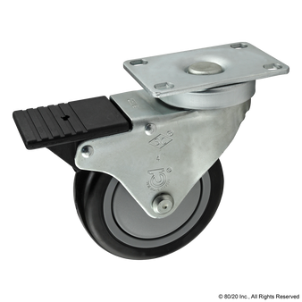 2333 | Deluxe Flange Mount Swivel Caster: 4.00" with Brake - Image 1