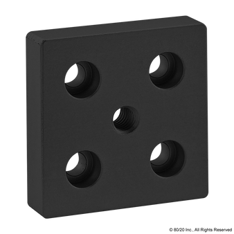 2127-Black | 10 Series 5 Hole - Center Tap Base Plate: 2.00" x 2.00" with 5/16-18 Tap - Image 1