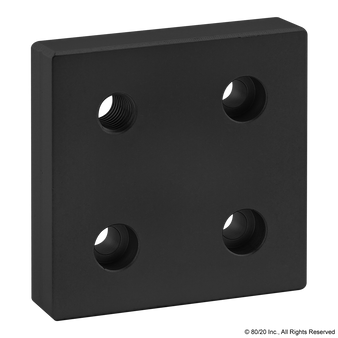 40-2141-Black | 40 Series 4 Hole - Offset Tap Base Plate: 80mm x 80mm with M12 Corner Tap - Image 1