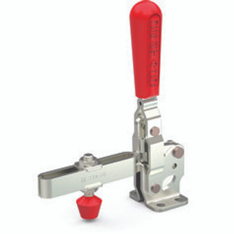 Vertical hold down clamp with flanged base and long U-bar.   image | CPI Automation