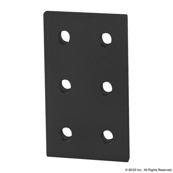 20-4166-Black | 20 Series 6 Hole - Rectangular Flat Plate - Image 1