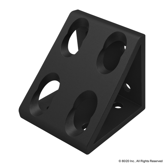 45-4338-Black | 45 Series 8 Hole - Gusseted Inside Corner Bracket - Image 1