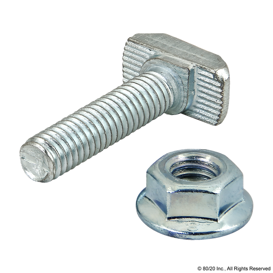 75-3636 | M6 x 25.00mm Drop-In T-Slot Stud with Flanged Hex Nut - Image 1