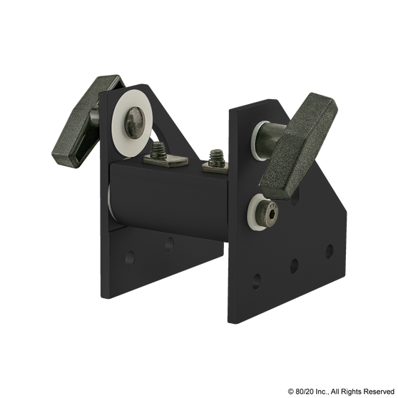 4324-Black | 15 Series 90 Degree Wide Double Pivot Bracket Assembly with "T" Handles - Image 1